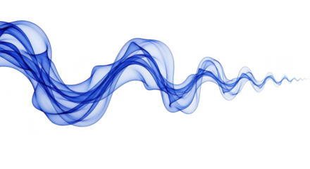 Abstract blue and white wave pattern flowing across a dark black background