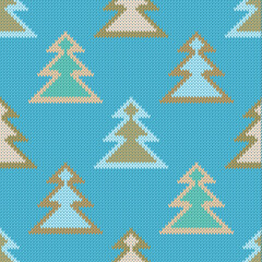 Knitted Fir Trees Seamless Pattern	