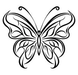 Black and white butterfly vector tattoo illustration