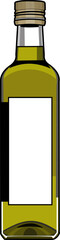 Obraz premium Vector illustration of an olive green bottle with a blank label on a white background, suitable for product design and label creation