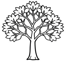 Obraz premium Vector tree silhouette with flowers and leaves in nature design