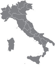 Grey Map of Italy With Regions Editable