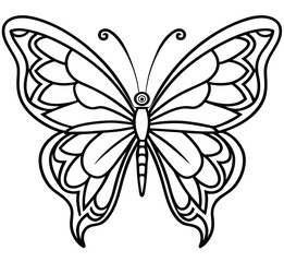 A delicate vintage butterfly vector with floral elements on a black and white background