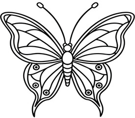 Black and white vector illustration of a butterfly silhouette on a white background, perfect for tattoo art or nature-inspired design elements