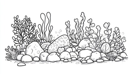 Underwater rockscape illustration