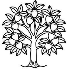 Vector illustration of a floral tree with a seamless pattern of leaves, flowers, and blossoms for a vintage nature design
