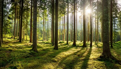 Obraz premium Forest In Sunny Day