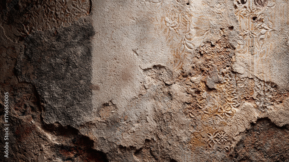 Poster weathered wall texture showing age and decay with embossed patterns