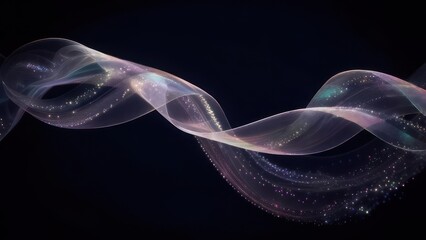 Stunning abstract light ribbon flowing gracefully, with sparkling colorful particles, perfect for elegant designs