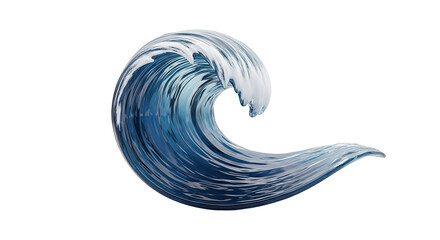 Dynamic ocean wave with swirling foam isolated on transparent background