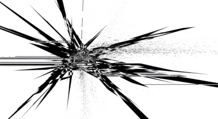 Abstract dark explosion of light streaks and speckled particles on black background