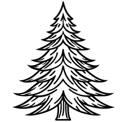 Set of Christmas trees illustration in winter forest