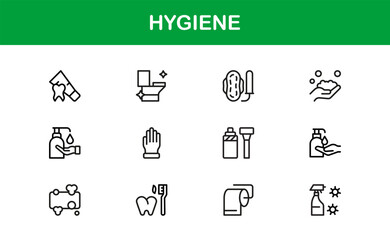 Clean and Minimal Hygiene Icon Collection with Hand Hygiene, Sanitizer, Medical Safety, and Wellness Symbols