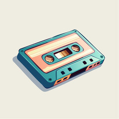 Obraz premium Retro cassette tape illustration, a nostalgic music storage medium from the past