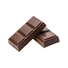 Two delicious dark chocolate bars isolated on transparent background.