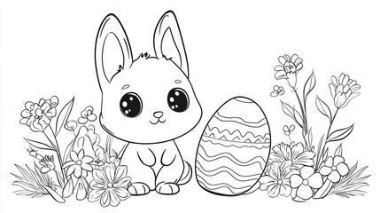 Cute easter bunny coloring page