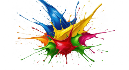 Explosion of vivid colors against a dark background dynamic paint splatter abstract art