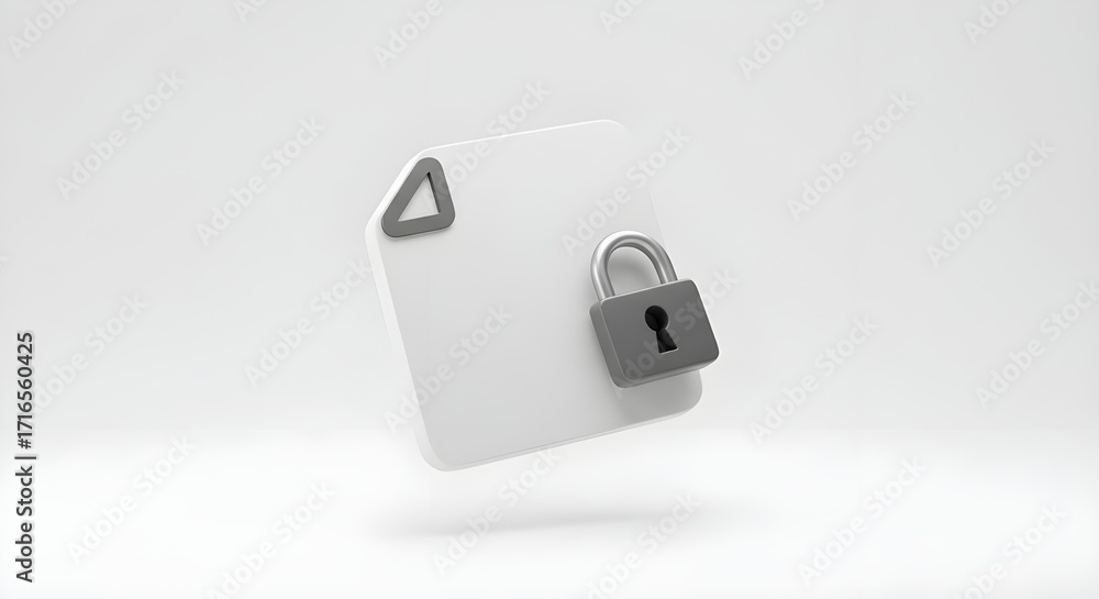 Poster protected file icon with padlock on white background
