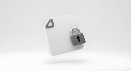 Protected file icon with padlock on white background