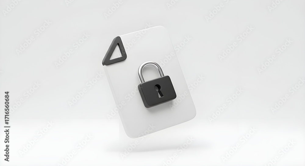 Poster secure file with padlock on white background
