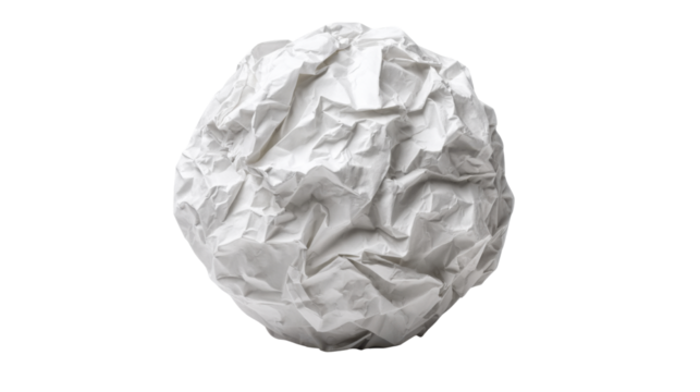 Crumpled paper ball isolated on white background 