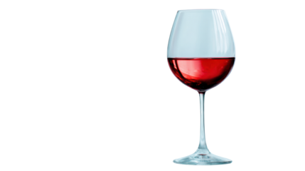 A single glass of red wine isolated on white background 