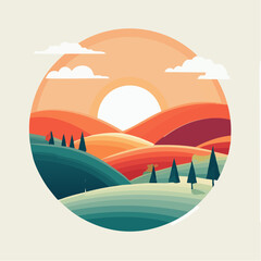 Sunset Hills A Serene Landscape Illustration