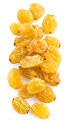 Dried yellow raisins scattered
