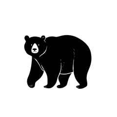 Fototapeta premium Black Bear. Black Bear simple black and white line art vector logo