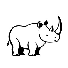 Obraz premium Rhinoceros. Rhinoceros simple black and white line art vector logo