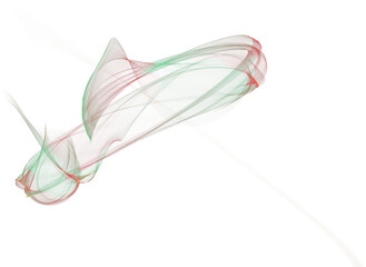 Red and Green Swirling Abstract Fractal Form graphic isolated on a transparent background