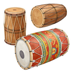 Capture the Rhythm! Three Traditional Drums Ready to Inspire Your Music Projects, Perfect for Cultural Events, Creative Designs, and Artistic Expressions