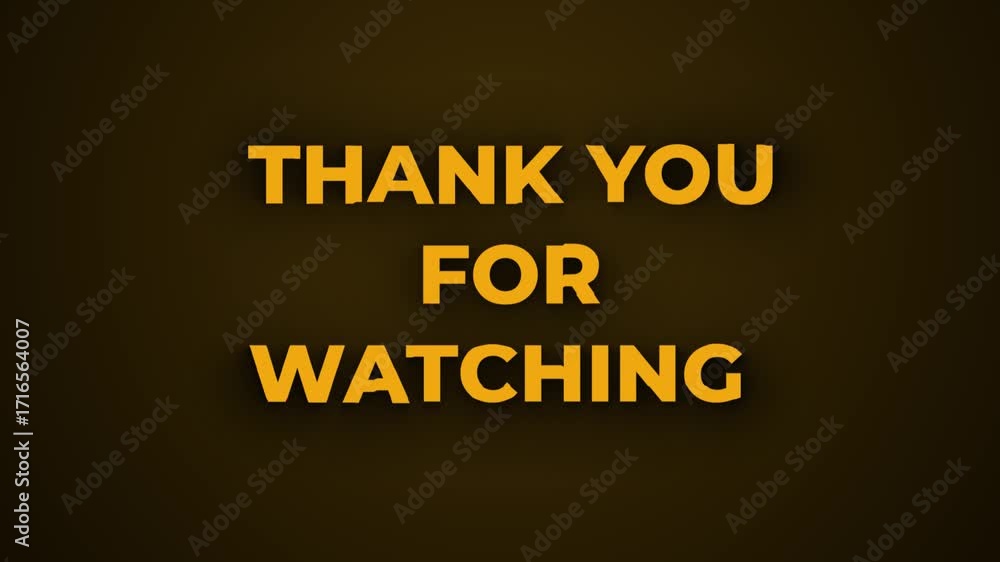 Wall mural thank you for watching text word gold light animation loop with glitch text effect. 4k 3d seamless l
