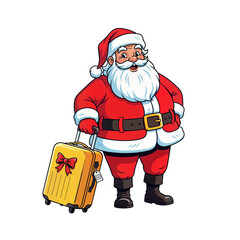 Santa Claus Traveling with Luggage – Christmas Holiday Visitor