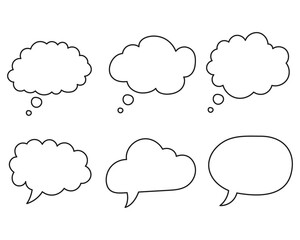 Collection of thought bubbles isolated on white background, different shapes