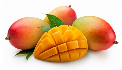 Fresh Japanese Mango Fruits On White Background With Clipping Path