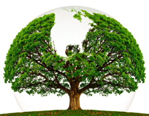 Tree on transparent background, real tree green leaf isolate die cut png file