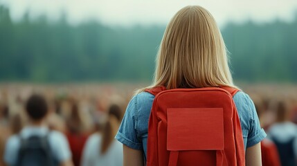 Students gathering for a motivational event in nature outdoor setting inspiring atmosphere