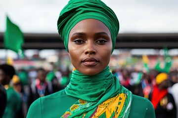 Obraz premium Cultural celebration of unity in johannesburg south africa portrait of a woman festival atmosphere close-up view