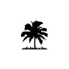 silhouette of a coconut tree in black
