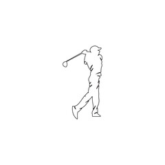line art golf player silhouette 