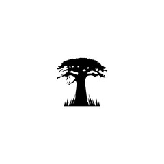 silhouette of a baobab tree in black