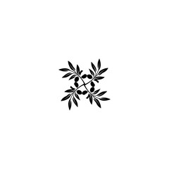 silhouette of olive leaf in black