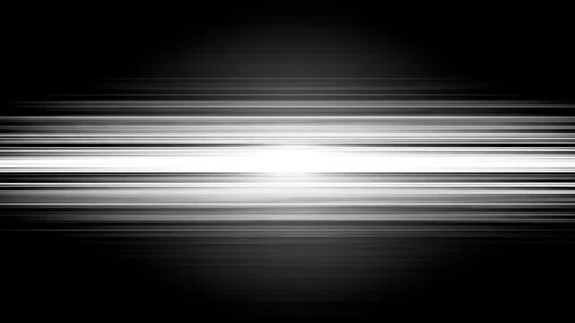 Abstract image with blurred horizontal white lines radiating from a bright center against a black backdrop