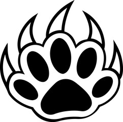 Minimal dog cat paw icon print vector silhouette isolated on transparent background