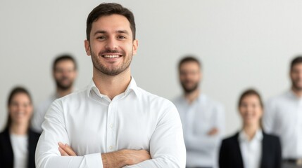 Team leadership event corporate office group photo professional environment front view empowerment concept