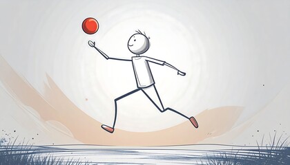 Simple sketch of a person playing catch