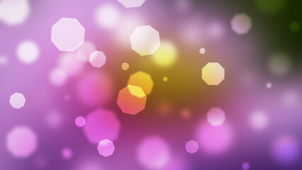 Vibrant Purple and Yellow Bokeh Background with Octagonal Lights