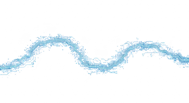 Abstract blue light wave energy flowing through darkness