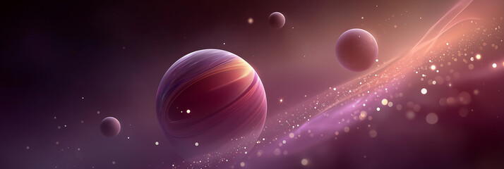 purple space background with 3D planets 